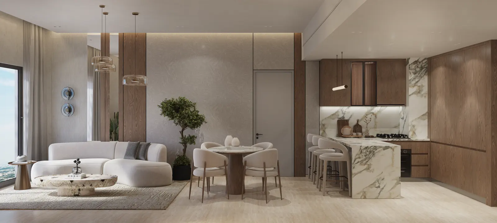 Three bedroom living and dining interior